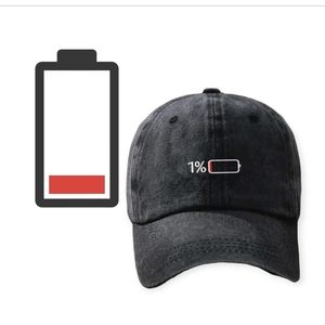 Low Battery Drain 1% Low Energy Baseball Washed Adjustable Humour Funny Empty …